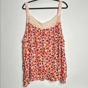 Torrid Vibrant Floral Camisole with Cream Lace